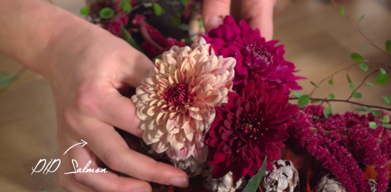 Autumn table decoration with PIP Chrysanthemums