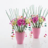Trendy Dianthus small commercial festive design by Alex Segura using Oasis Rainbow Floral Foam