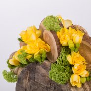 Lumberjack arrangement with Freesia close-up