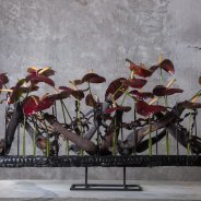 Dramatic flower arrangement with Anthurium Black Queen - Pim van den Akker