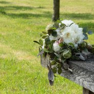 Bohemian wedding bouquet with Peony Class act