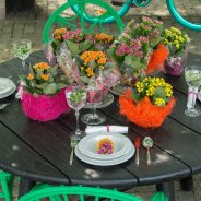 Table decoration with Kalanchoe  - outside
