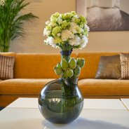 Parallel Dianthus bouquet in modern interior
