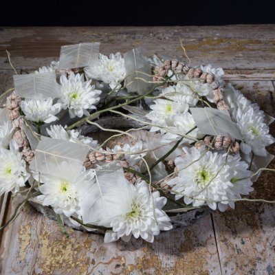 White funeral wreath