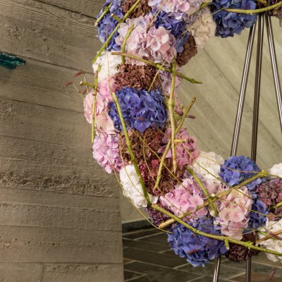 Beautiful wreath with Hydrangea
