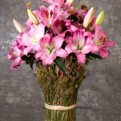 Pink 'Master' lily arrangement