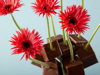 Robust cube bouquet with mini Gerbera