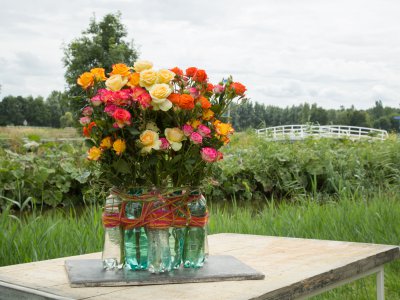 Recycle design with colourful spray roses