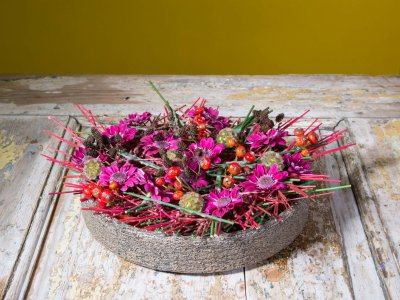 Autumn arrangement with Chrysanthemums