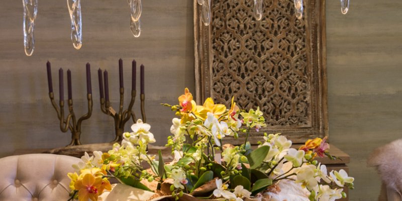 Orchid centerpiece - country chic style