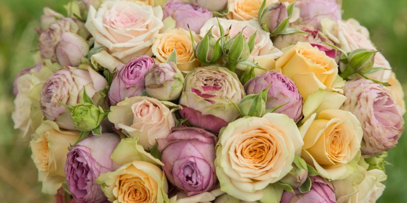 Boho wedding bouquet with spray roses