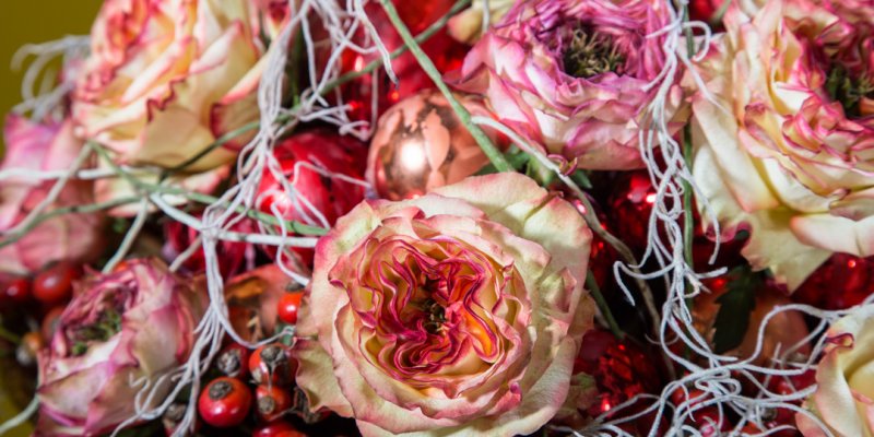 Christmas balls and roses Christmas balls and roses