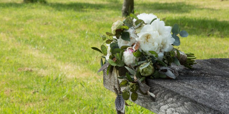 Bohemian wedding bouquet with Peonies