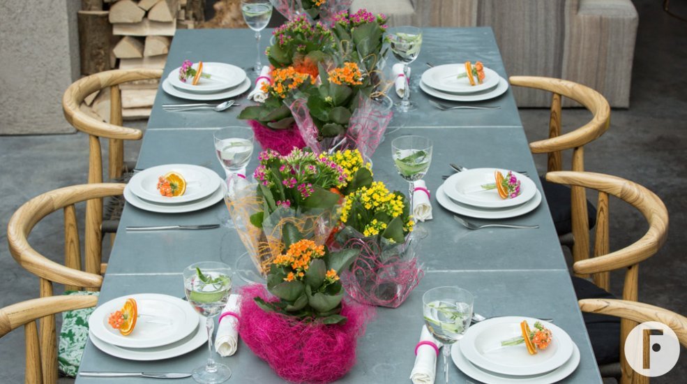 Table decoration with Kalanchoe  - inside