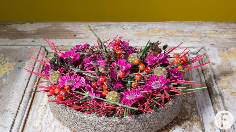 Autumn arrangement with Chrysanthemums
