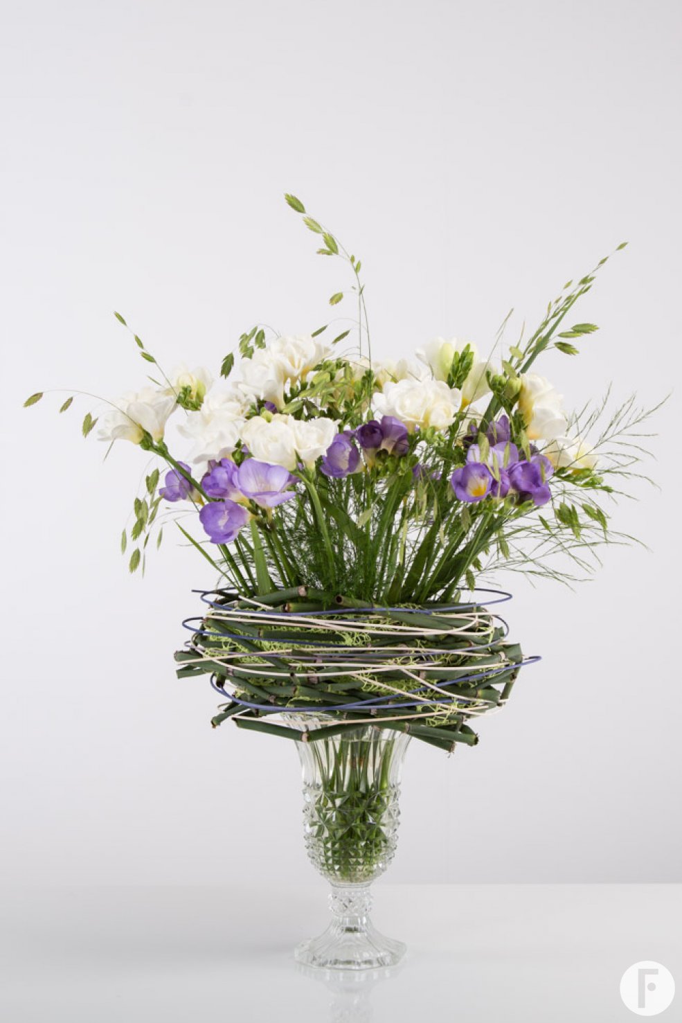 White and purple Freesia bouquet