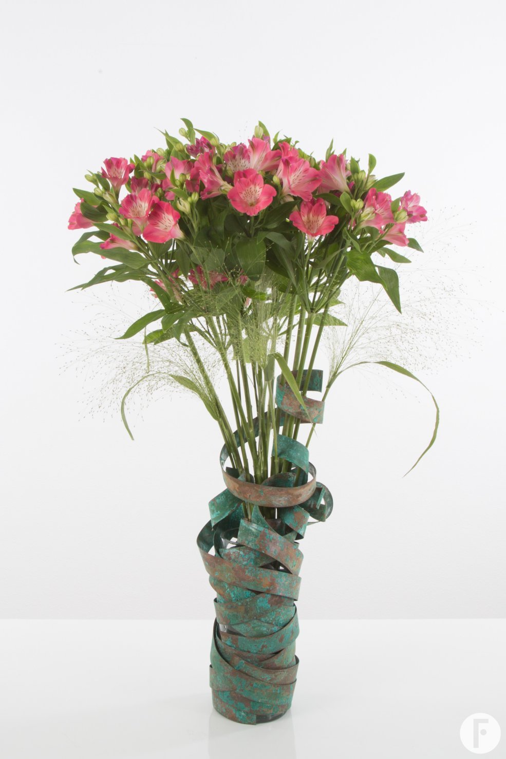 Alstroemeria Florinca 'Noa' with copper strips and blooming flowers