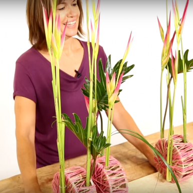 Flower arrangement with Heliconias