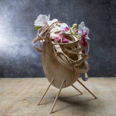 Flowers on a tree slice