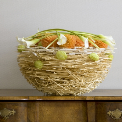 Vase made of wooden sticks