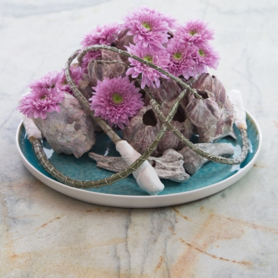 Floral composition with Chrysanthemum ' Romance'