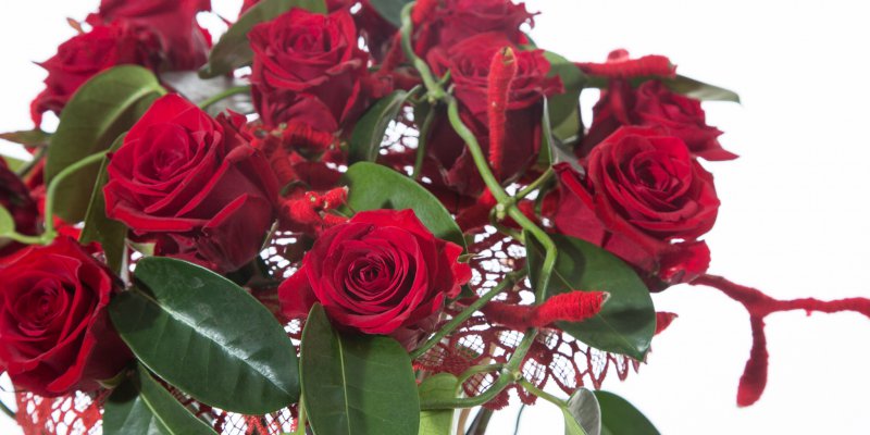Romantic Valentine's Day bouquet with red roses
