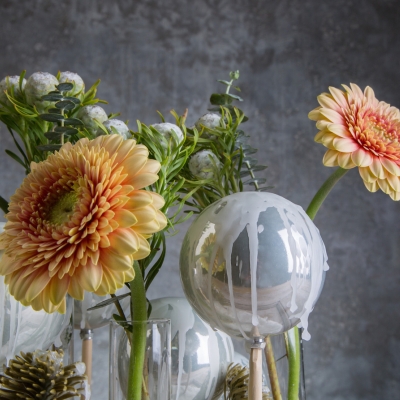 Close - up christmas arrangement with gerbera's