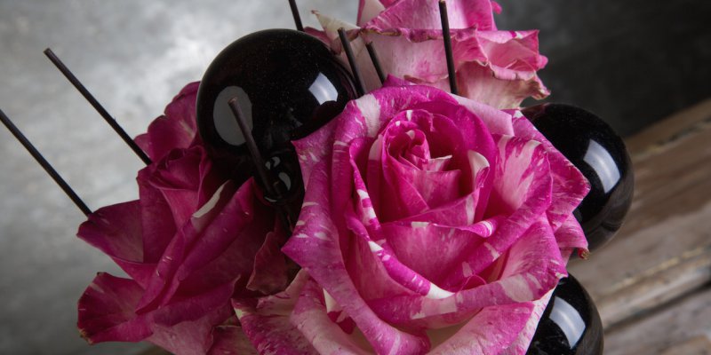 Funky pink and black christmas arrangement