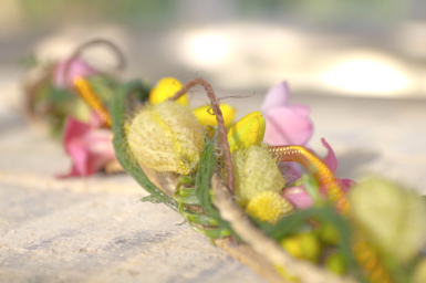 Colorful wedding headpiece
