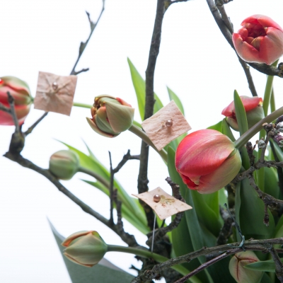 Peony-flowered tulip arrangement