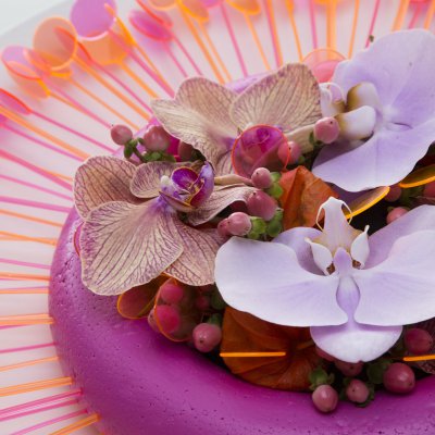 close up Fluorescent and fun summer style flower arrangement