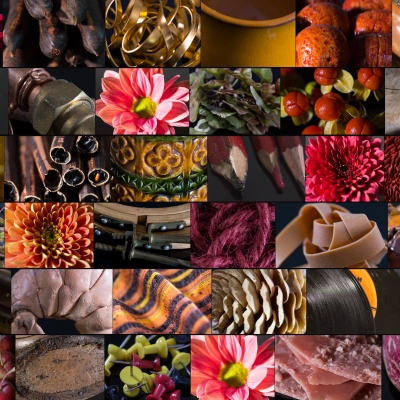 Autumn mood board with chrysanthemums