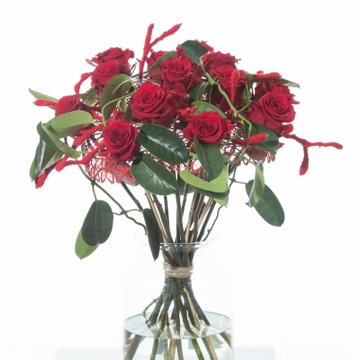 Romantic Valentine's Day bouquet with red roses