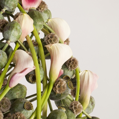 Flower arrangement with soft pink Calla's