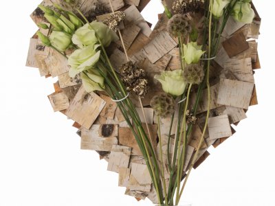 Valentine's Day bouquet with heart frame - close up