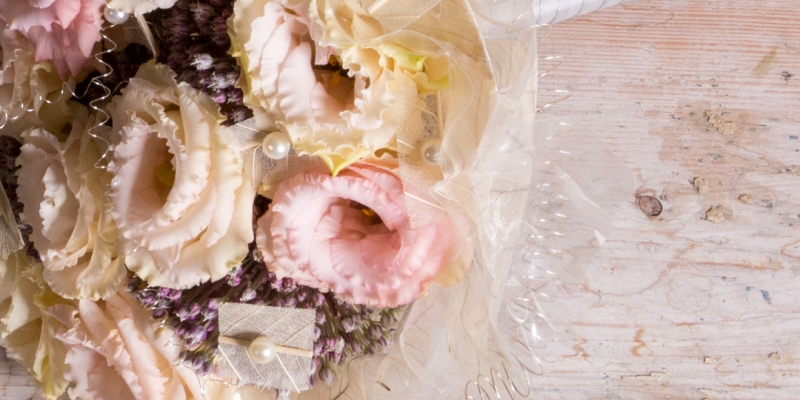 Wedding bouquet with Lisianthus - close up