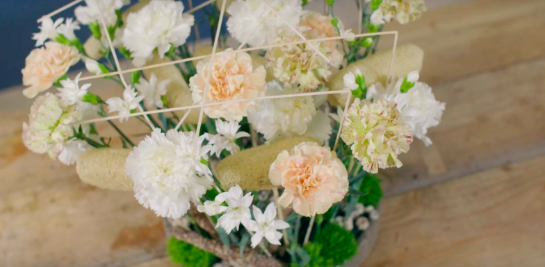 Soft tone Dianthus centerpiece